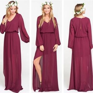 Show Me Your MuMu | Jocelyn Merlot Blouson Maxi Gown Dress | Size Medium